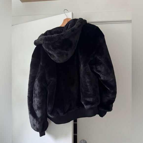Black Faux Fur Hooded Jacket - Picture 2 of 2